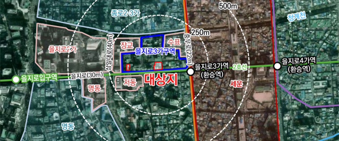 ▲ 을지로3가 5-1번지 일대 위치도.ⓒ서울시