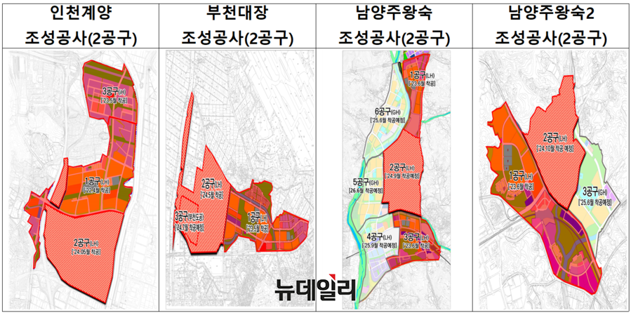 ▲ 3기신도시 부지조성공사 착공계획(안). © LH