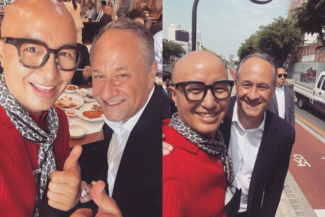 ▲ 방송인 홍석천이 SNS를 통해 미국 부통령의 남편인 더글라스 엠호프와 만났다는 사실을 밝혔다. 220512 홍석천 인스타그램 갈무리.