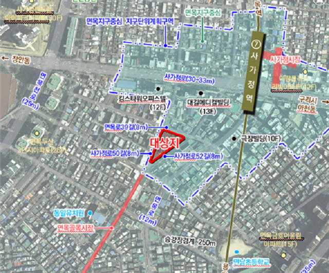 ▲ 중랑구 면목동 650번지 일대 위치도. ⓒ서울시