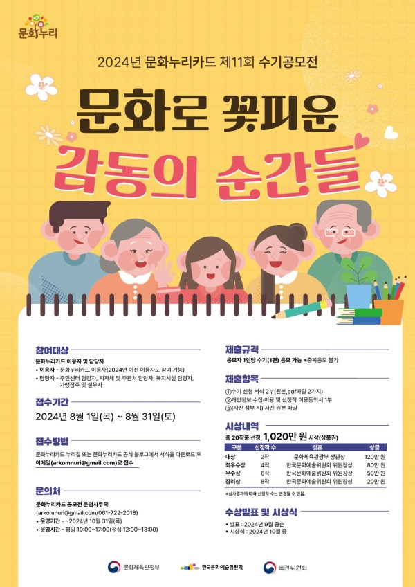 ▲ '문화누리카드 제11회 수기공모전' 포스터.ⓒ한국문화예술위원회