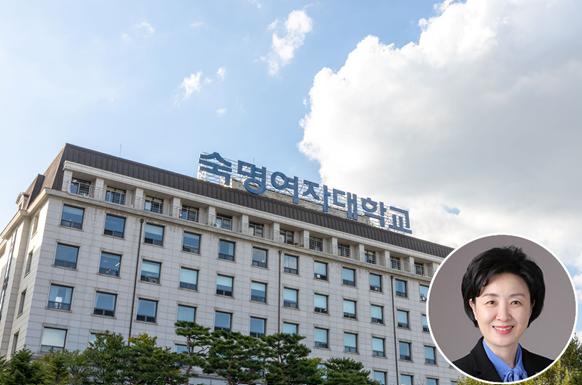 ▲ 숙명여자대학교 전경. 우측 하단은 장윤금 총장.ⓒ숙명여대