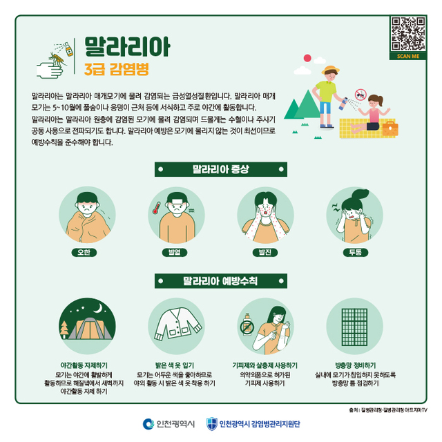 ▲ 인천시는 강화군에 이어 연수구에 말라리아 경보를 발령하고 말라리아 예방수칙을 공지했다.
ⓒ인천시 제공