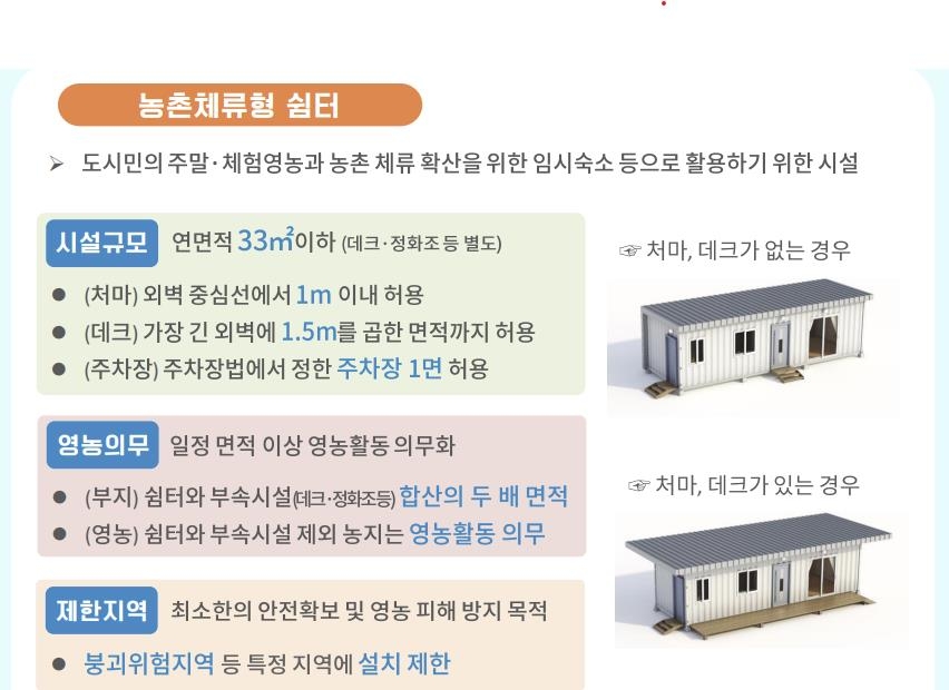 ▲ 농촌체류형 쉼터 설명 ⓒ농림축산식품부