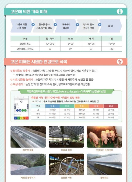 ▲ 폭염 시 축사시설 및 가축관리 요령 ⓒ농림축산식품부