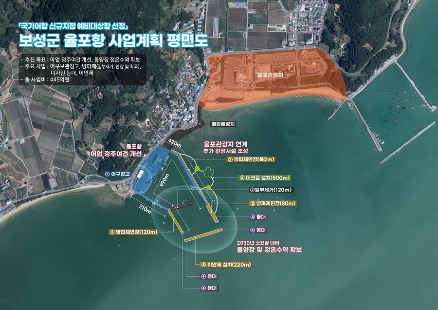 ▲ 국가어항 신규지정 예비대상 항 사업계획 평면도- 보성 율포항.ⓒ전라남도