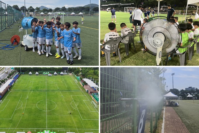 ▲ 경주에서 열리고 있는 2024 화랑대기 전국 유소년 축구대회의 다양한 폭염에 경주시와 경주시축구협회는 선수들의 온열질환 사고를 대비하는 등 면밀한 안전대책을 시행하고 있다.ⓒ경주시