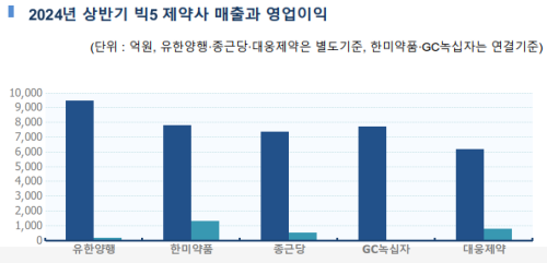 ▲ 상반기 빅5 제약사 실적.ⓒ각사