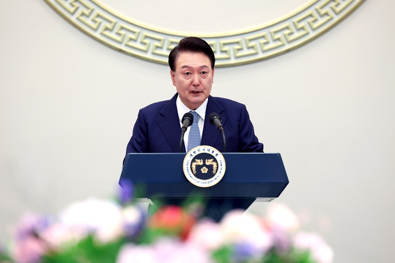 ▲ 윤석열 대통령이 14일 청와대 영빈관에서 열린 독립유공자 후손 초청 오찬에서 발언하고 있다. (대통령실통신사진기자단) 2024.08.14. ⓒ뉴시스