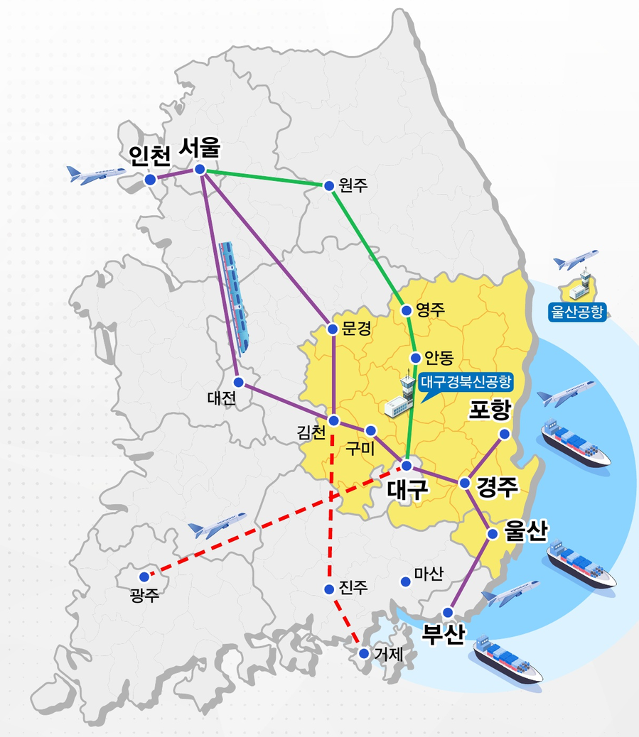 ▲ 경북도는 서부권을 국가 첨단전략산업과 교통‧물류 중심으로 발전시킬 예정이다.ⓒ경북도