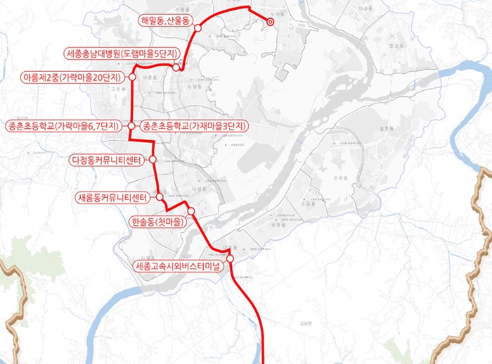 ▲ 광역 신설 노선도.ⓒ세종시
