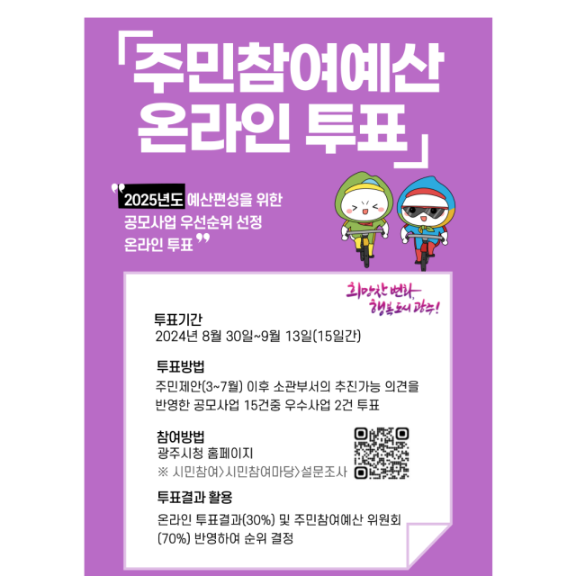 ▲ 광주시 ‘주민 참여예산’ 온라인 투표 포스터. ⓒ광주시 제공