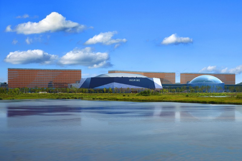 ▲ 올 가을 음악 공연부터 글로벌 포럼까지 폭넓은 이벤트 라인업을 선보이는 인스파이어 아레나의 전경.ⓒ모히건 인스파이어 엔터테인먼트 리조트