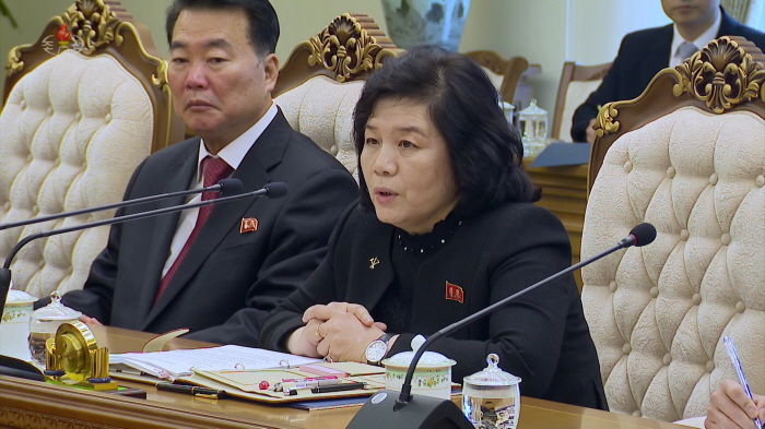 ▲ 북한 외무상인 최선희가 세르게이 라브로프 러시아 외무장관과 지난 2023년 10월 19일 평양에서 회담을 가졌다고 북한 조선중앙TV가 10월 20일 보도했다. ⓒ북한 조선중앙TV 캡처/뉴시스