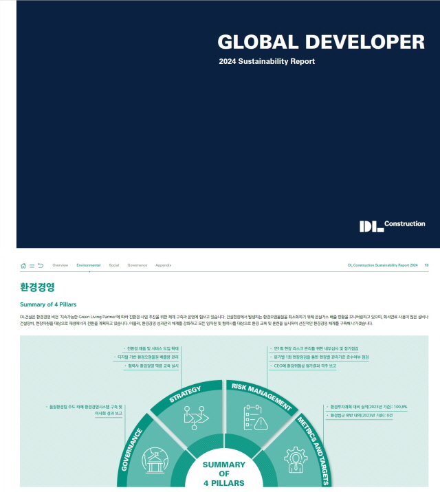▲ 지속가능경영보고서. ⓒDL건설