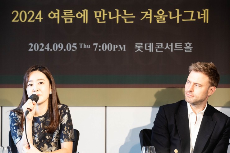 ▲ 백수미 한세예스24문화재단 이사장이 3일 서울 종로구 포시즌스 호텔에서 진행된 기자간담회에서 기자들 질문에 답하고 있다.ⓒ한세예스24문화재단