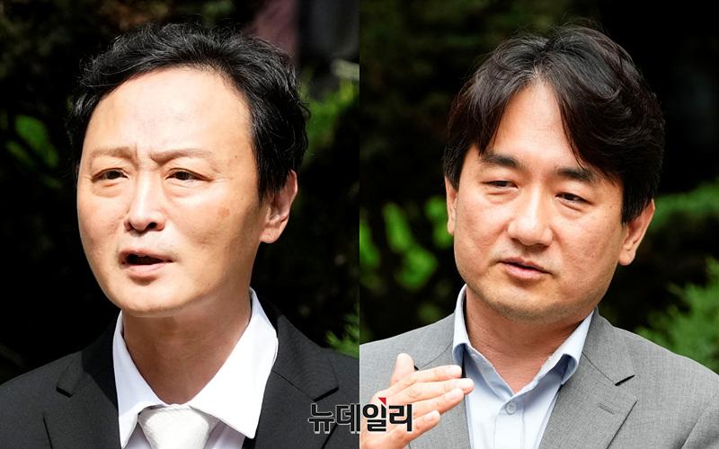 ▲ 법원에 기업회생절차와 ARS를 신청한 류광진 티몬 대표와 류화연 위메프 대표가 지난달 2일 서울 서초구 서울회생법원 앞에서 취재진의 질문에 답하고 있다. ⓒ서성진 기자