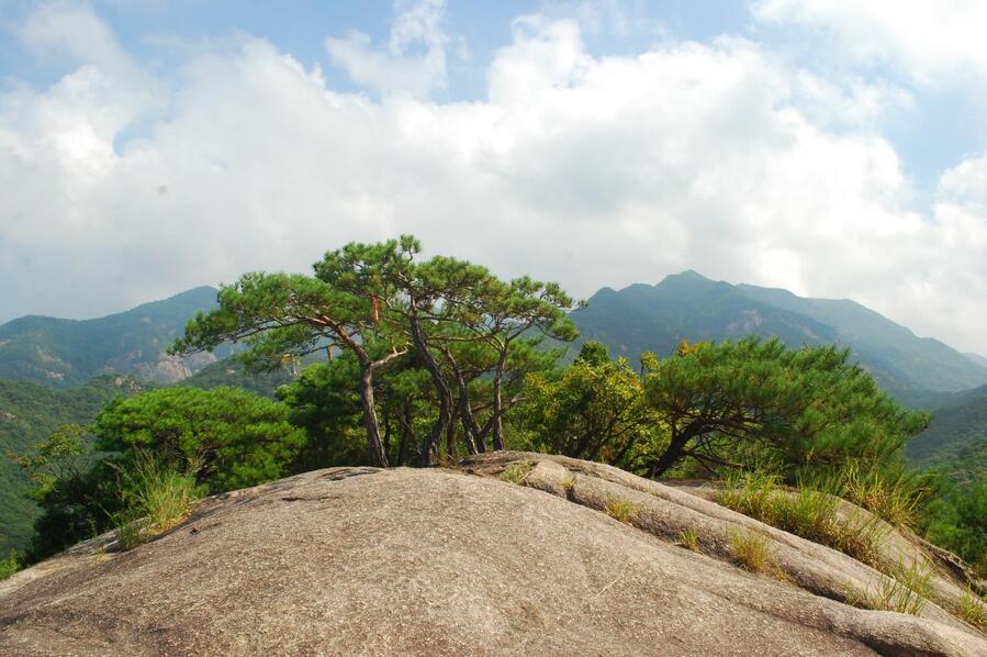 ▲ 통바위 너머의 동산 산등성이.ⓒ진경수 山 애호가