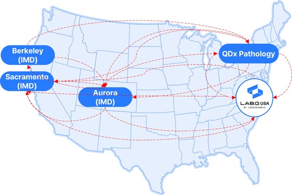 ▲ 랩지노믹스의 미국법인 전 지역 진단서비스 네트워크 현황. ⓒ 랩지노믹스