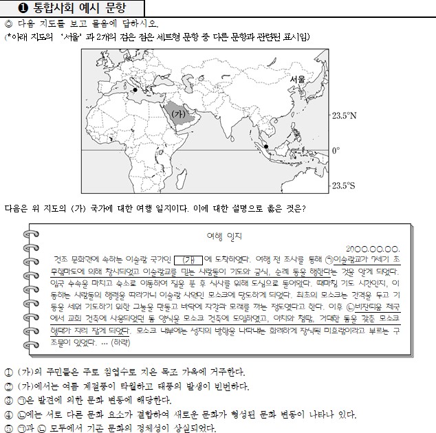 ▲ 통합사회 예시 문항. ⓒ교육부