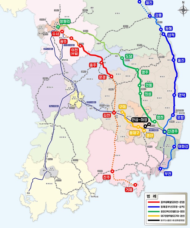 ▲ 올해 말 동해선(포항~삼척) 등 일반철도 3개 노선, 대구권광역철도(구미~경산) 등 광역철도 2개 노선의 철도 개통을 앞두고, 경북도는 유례없는 5개 노선 철도 동시 개통으로 철도교통 지각변동이 일어날 것으로 전망된다.ⓒ경북도