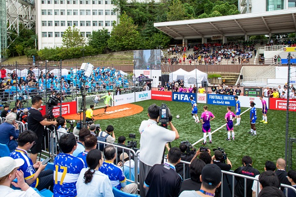 ▲ 2024 서울 홈리스 월드컵 개막전. 한국이 독일에 4-0으로 승리했다.ⓒ한양대