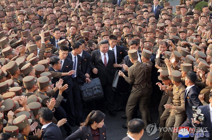 ▲ 북한 김정은이 7일 창립 60주년을 맞이한 김정은국방종합대학을 축하방문하고 연설을 했다고 조선중앙통신이 8일 보도했다. ⓒ북한 조선중앙통신/연합뉴스