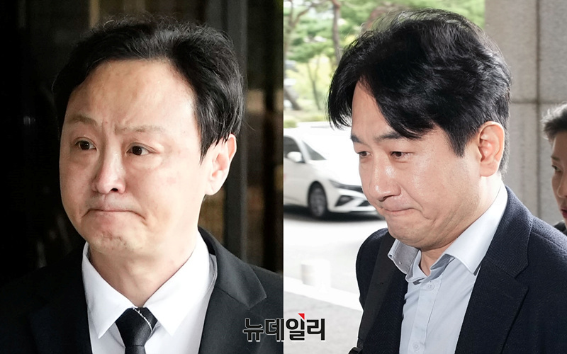 ▲ 류광진 티몬 대표(왼쪽)와 류화현 위메프 대표가 지난 달 19일 오전 서울 서초구 서울중앙지검에 대규모 판매대금 미정산 및 환불지연 사태 관련 피의자 신분으로 조사받기 위해 출석하고 있다. 2024.09.19. ⓒ서성진 기자