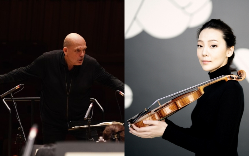 ▲ 지휘자 얍 판 츠베덴과 바이올리니스트 클라라 주미 강.ⓒ서울시립교향악단