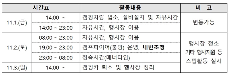 ▲ 행사 계획안.ⓒ세종시설관리공단