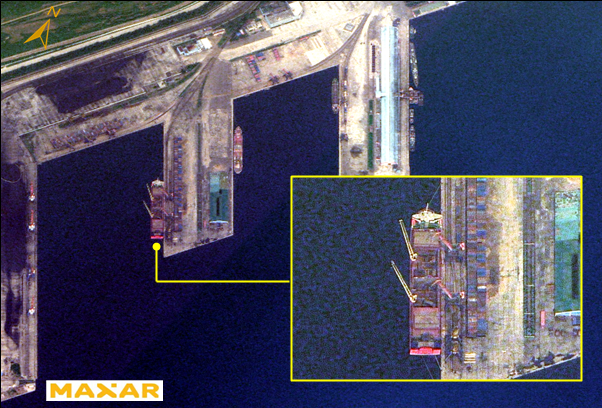 ▲ 나진항 출항 북한 무기선적 러시아 선박(안가라호) ⓒ국가정보원