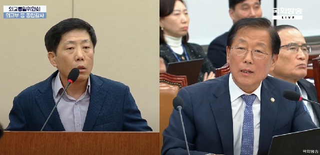 ▲ 박상학 자유북한운동연합 대표가 지난 24일 국회 외교통일위원회 국정감사에서 윤후덕 더불어민주당 의원의 질의에 답변하고 있다.ⓒ국회방송TV 캡처