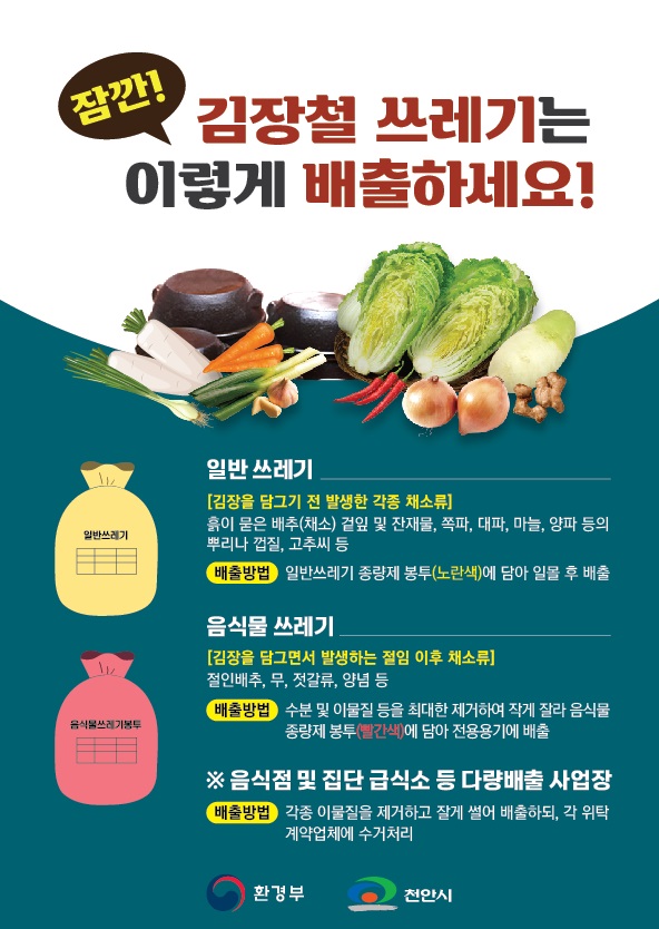 ▲ 김장철 쓰레기 배출 안내 홍보문.ⓒ천안시