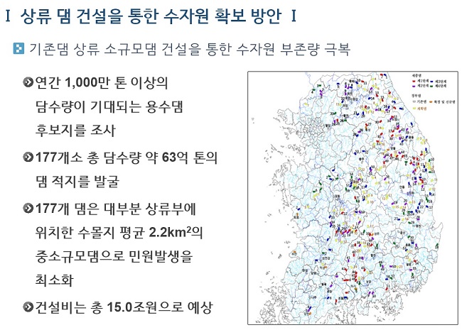 ▲ 상류댐 건설 통한 수자원 확보 방안.ⓒ세종대