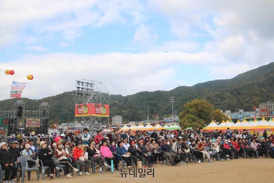 ▲ 축제는 청송골든벨 사과 올림픽 3종 경기, 도전-사과 선별 로또, 꿀잼-사과난타, 만유인력-황금사과 찾아라 등 다양한 체험 프로그램이 연일 성황을 이루고 있다.ⓒ뉴데일리