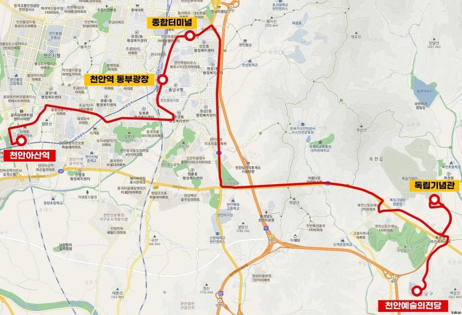 ▲ 815번 버스 노선도.ⓒ천안시