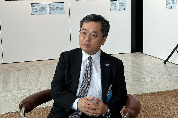 ▲ 윤성덕 주제네바 한국대표부 대사가 지난 7일(현지시간) 북한에 대한 유엔의 '보편적 인권 정례검토'(UPR)가 진행된 유엔 제네바사무소에서 인터뷰하고 있다.ⓒ연합뉴스