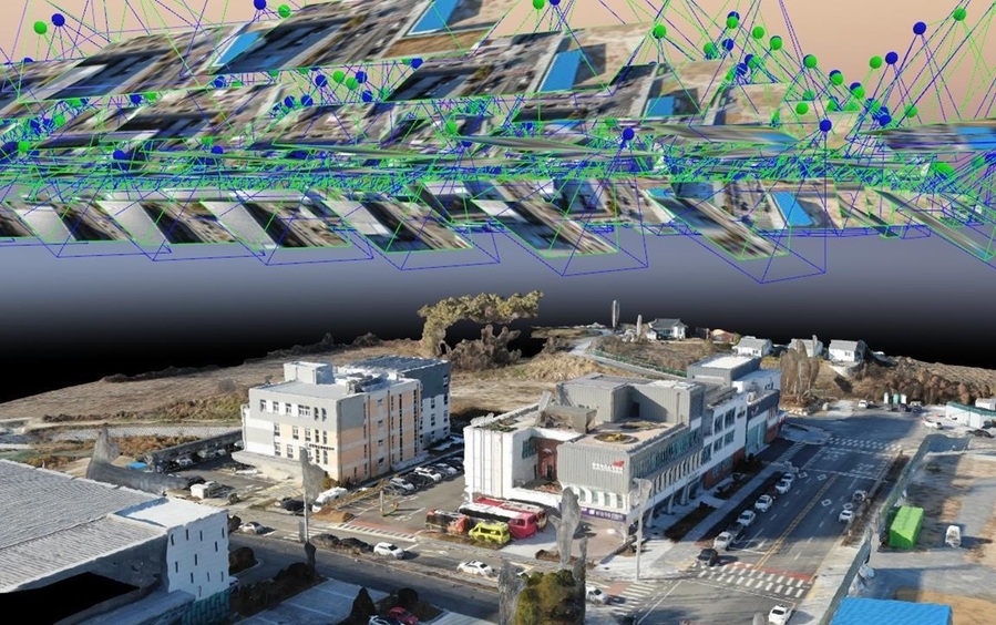 ▲ 소방드론 3D 맵핑 화면(충청북도소방본부 통합청사).ⓒ충북소방본부