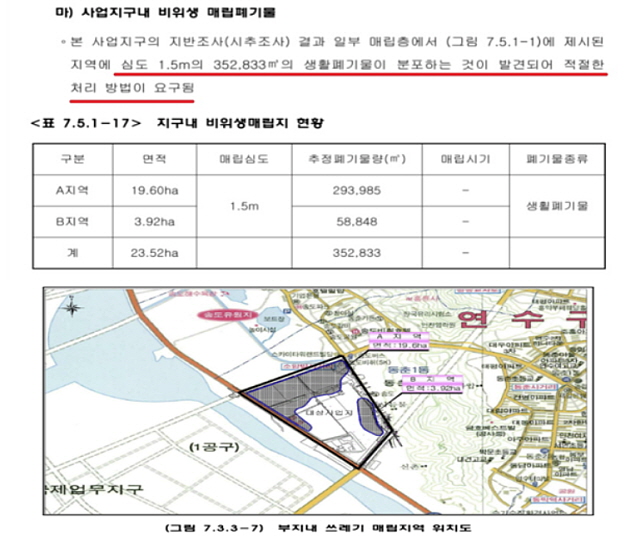 ▲ 2008년 대우자동차판매가 인천시에 제출한 환경영향평가자료중 폐기물 관련 내용. ⓒ환경영향평가정보지원시스템 갈무리