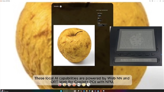 ▲ Microsoft Ignite 온라인 컨퍼런스에서 Dot Vista의 두 번째 시나리오인 ‘Fruits Classification’을 소개하고 있다.ⓒ한양대