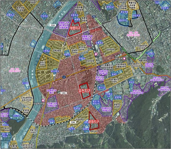 ▲ 대전 중구는 태평동 346-1, 유천동 163-2, 문화동 479-29번지 일대(이하 태평, 유천, 문화지역) 소규모 주택 정비 관리계획을 결정·고시했다.ⓒ중구