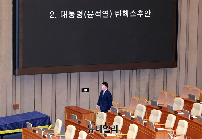 ▲ 탄핵안은《투표 불성립》된 게 아니다.《부결》된 것이다. 국회의장이 헌법과 국회법을 어긴 불법행위를 저질렀다. ⓒ 이종현 기자