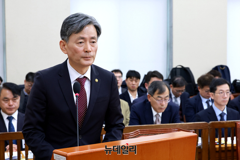 ▲ 조지호 경찰청장이 지난달 28일 오전 국회에서 열린 행정안전위원회 전체회의에서 인사말을 하고 있다. ⓒ이종현 기자