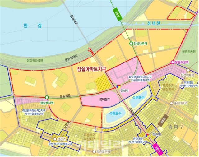▲ 잠실아파트지구 지구단위계획 위치도.ⓒ서울시