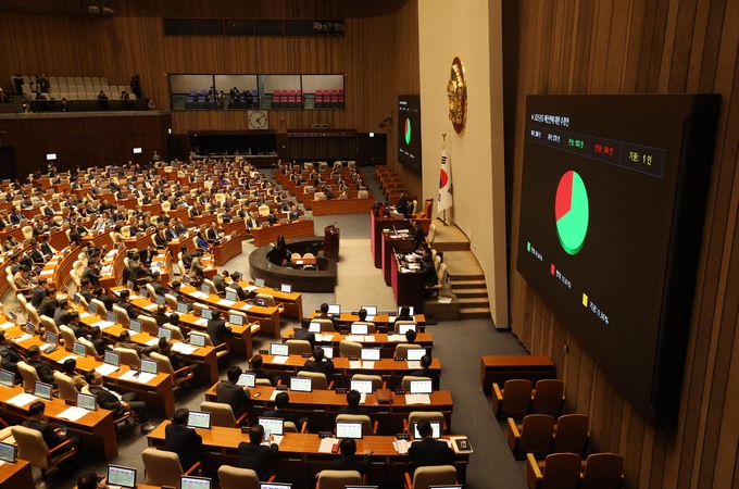 ▲ 우원식 국회의장이 지난 10일 서울 여의도 국회에서 열린 제418회국회(정기회) 제18차 본회의에서 2025년도 정부 예산안에 대한 수정안 가결을 선언하고 있다. ⓒ뉴시스