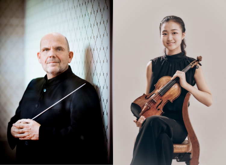 ▲ 얍 판 츠베덴 음악감독과 바이올리니스트 김서현.ⓒ서울시립교향악단