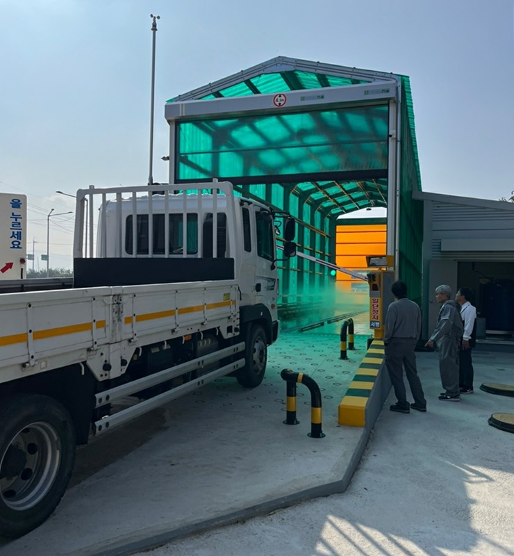 ▲ 북이면 거점소독소 운영 사진.ⓒ청주시