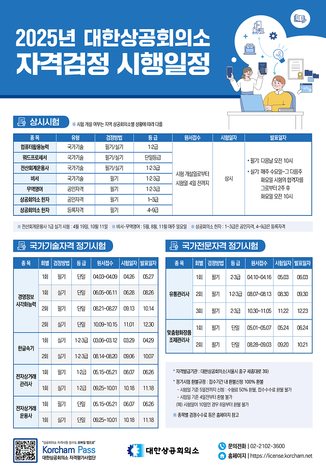 ▲ 자격 검증 시험 일정표.ⓒ포항상의