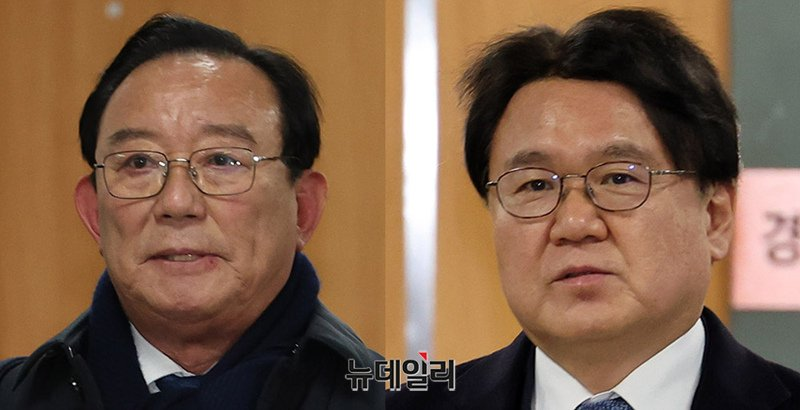 ▲ 송철호 전 울산시장(왼쪽)과 황운하 조국혁신당 원내대표가 4일 서울 서초구 서고등법원에서 열린 '울산시장 선거개입' 사건 2심 선고공판에 출석하고 있다. ⓒ정상윤 기자