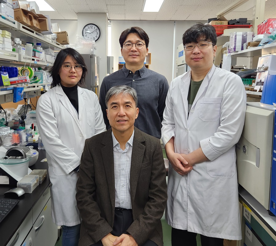 ▲ KAIST 연구진 사진(좌측부터 정서윤 박사과정생, 조광현 교수(아래), 신공관 박사, 공정렬 박사).ⓒKAIST